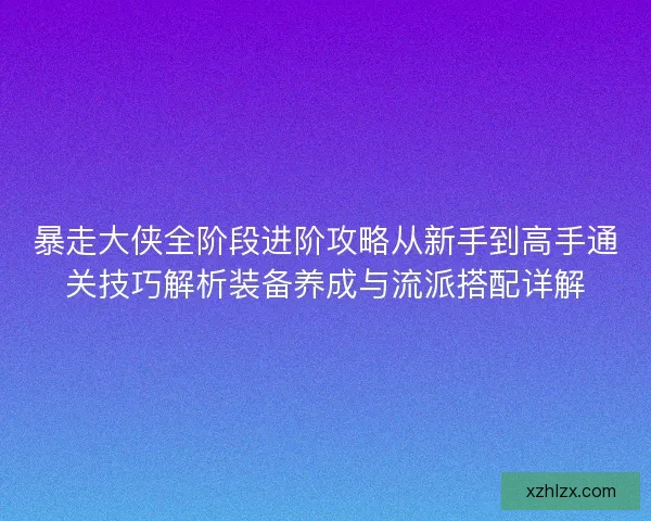 暴走大侠全阶段进阶攻略从新手到高手通关技巧解析装备养成与流派搭配详解